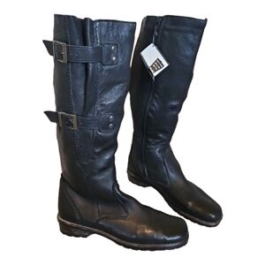 NWT Rieker Riding Boots Motorcycle Wide distressed Buckles leather lightweight 8